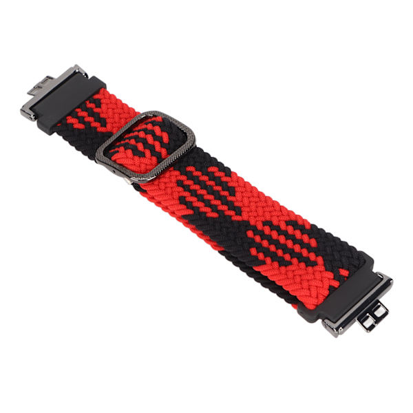 Justerbar nylon klokkestropp for Huawei Watch Fit-bånd strikking elastisk solo loop klokkestropp (rød svart)