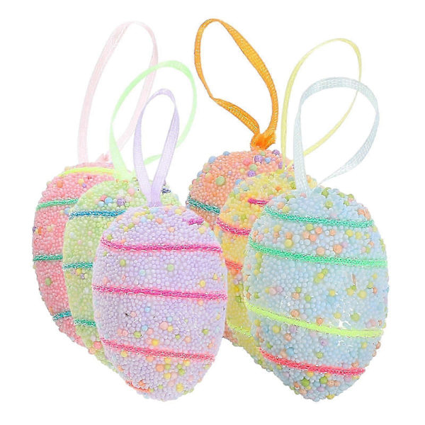 6 st Påskägg Dekorationer Påsk Hängande Skumägg Ornament för Påsk DIY Hantverk Vårfest