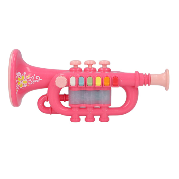 Hornleksak Simuleringsdesign Dynamisk ljuseffekt Musikinstrument Hornleksak Present med snöre för över 3 år gammal Rosa