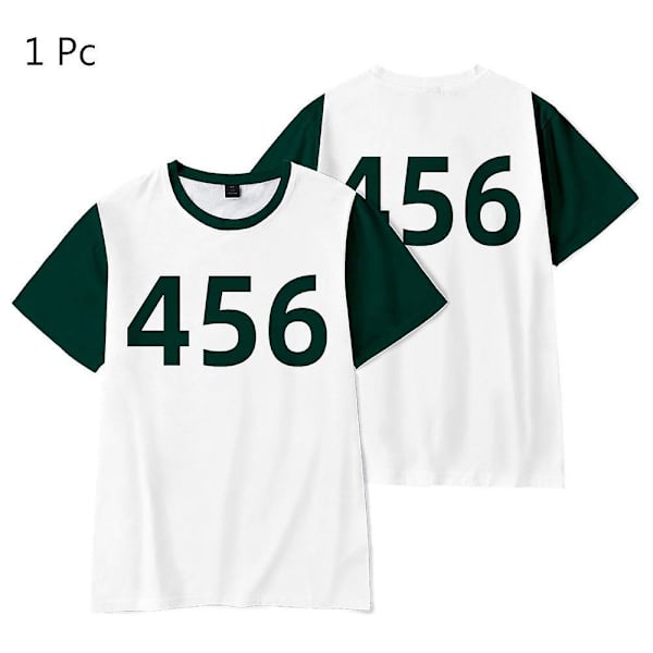Squid Game Naisten Cosplay- set lyhythihaisella T-paidalla - 456 L