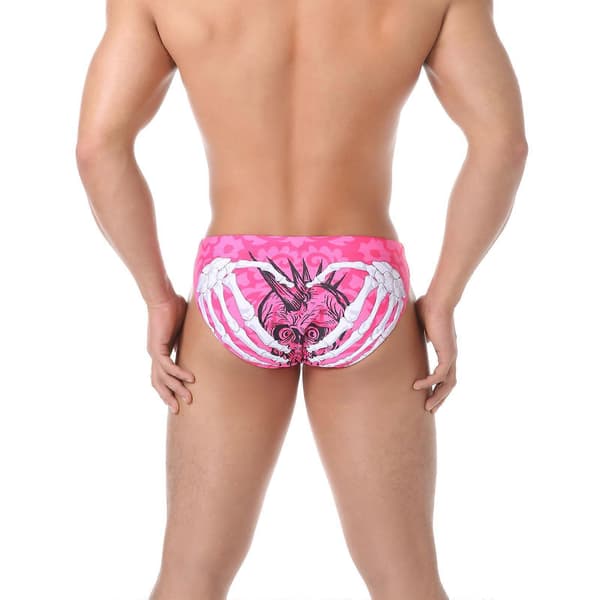 Trendiga badbyxor för män med dragsko, sportbaddräkt, triangulära strandbadshorts, rosa leopardmönster Pink leopard pattern S