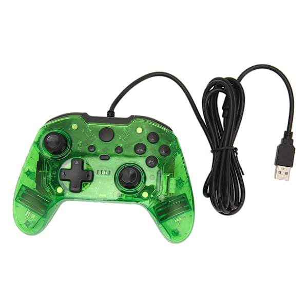 Trådbunden spelkontroll Dubbel vibration RGB Transparent skal Gamepad Joystick för Xbox PC Grön