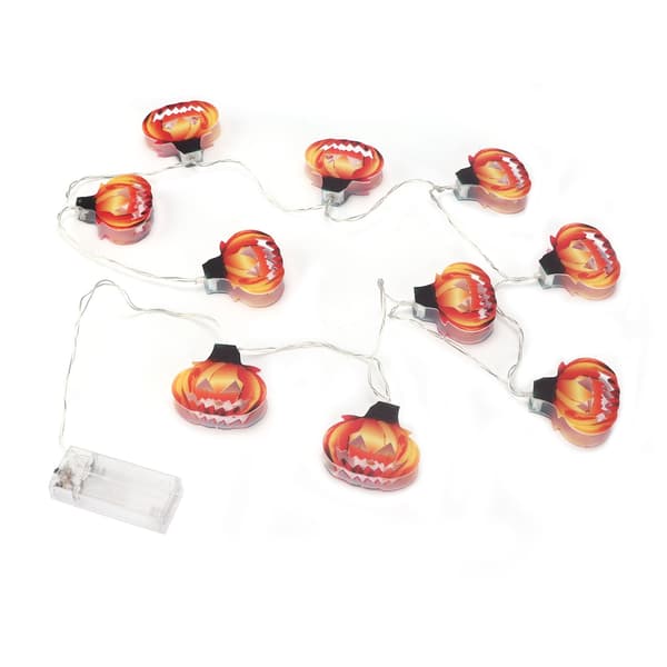 Græskar lyskæde 10 LED batteridrevne Halloween dekorative lamper tilbehør