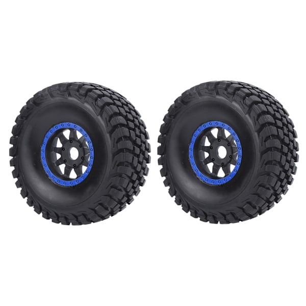 2 stk fjernkontrollbildekk Slitestyrke Plast Beadlock Kjøretøyhjul med pakninger for 1/7 Fjernkontrollbil Blå
