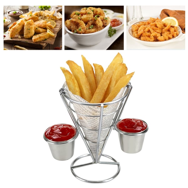 Plating pommes frites stativ Buffet kjegle Snacks Display Stand Fries kurver (dobbel kopp)