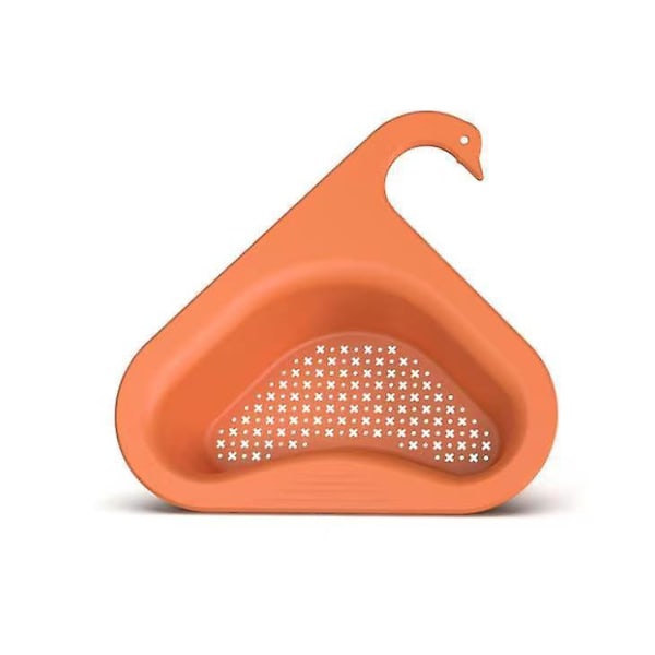 Förtjockat Triangel Diskställ, Svanformad Diskbänksil, Köksavlopp Förvaringsställ för Frukt, Grönsaker, Skräp, Rester (Orange)