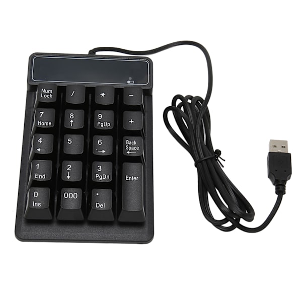 Kablet nummertastatur Svart USB-tilkobling 19 U-formede taster Plug and Play Kompakt numerisk tastatur for bærbar PC Desktop