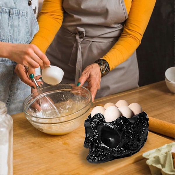 Hodeskalle Eggeholder Stativ Halloween Skjelett Egg Oppbevaring Organizer Gotisk Kjøkken Egg Keeper Display Rack Holder 6 Egg -CHN
