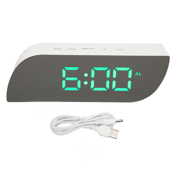 Speglad digital väckarklocka Automatisk justering av ljusstyrka Multifunktions LED-väckarklocka för sovrum