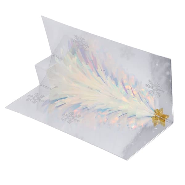 3D julkort Glitter Träd Tema Präglad Design Folieprägling Process Dekorativt Papper Popup Julkort Blå
