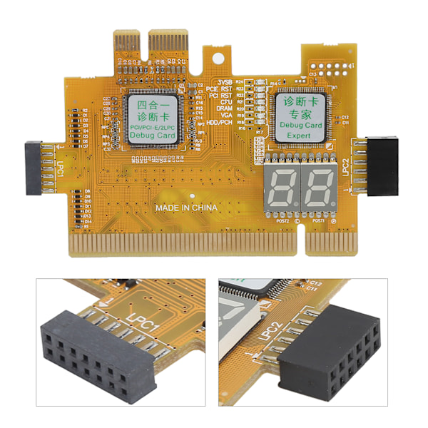 Skrivebordsdiagnostikkort PCI PCIE 2LPC 4-i-1-analysator Hovedkort 2-biters feilsøkingssett
