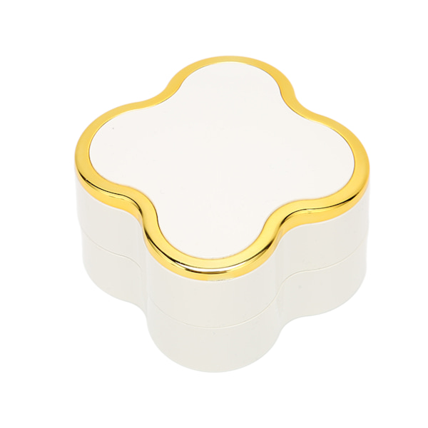Lighted Rings Box Soft Flocking Luminous Four Leaf Clover Design Jewelry Display Gift Box for Weddings AnniversariesWhite