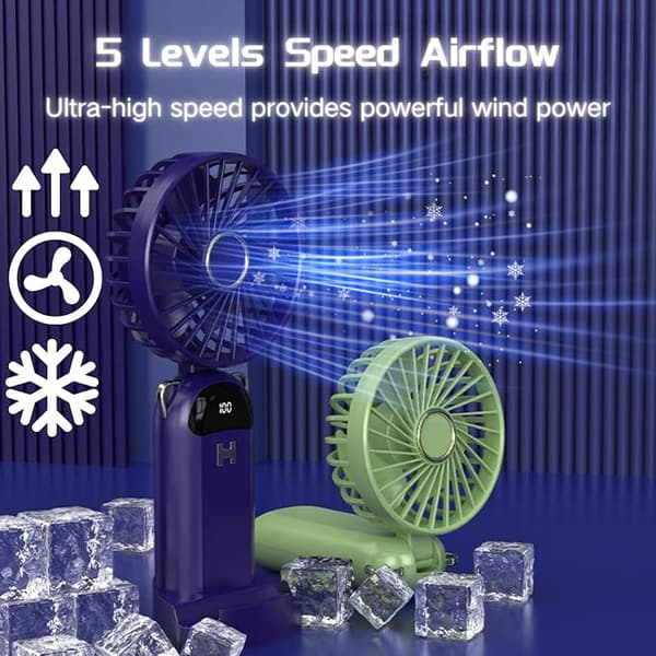 Håndholdt batteridrevet ansigtsventilator