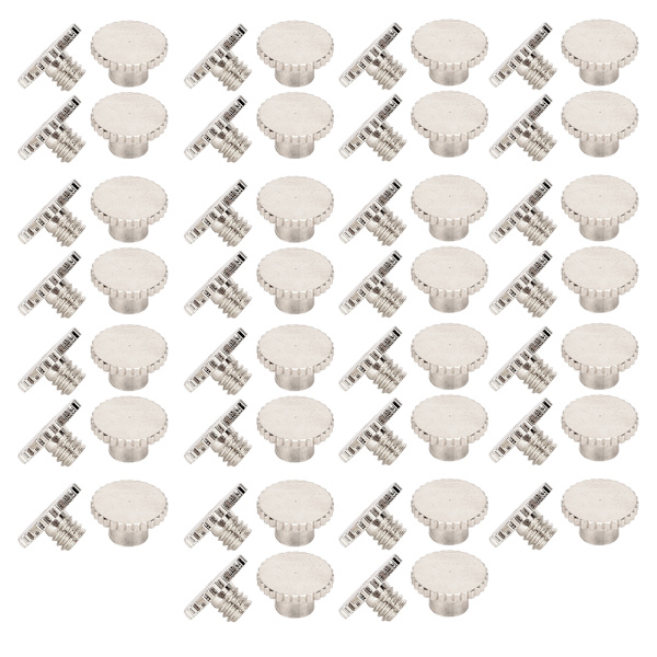 30 Set Boknit med räfflad platt mässing läderbindningsknapp 9,5x6mm Spik 4mm Skruv(Silver )