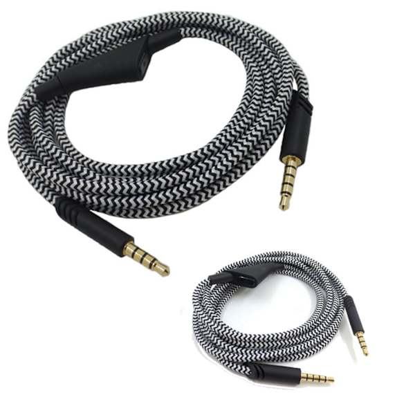 Hovedtelefonkabel med volumenkontrol Justerbart gaming headsetkabel med tuning gear til Astro A10 A40 A30 6,6 fod Sort hvid