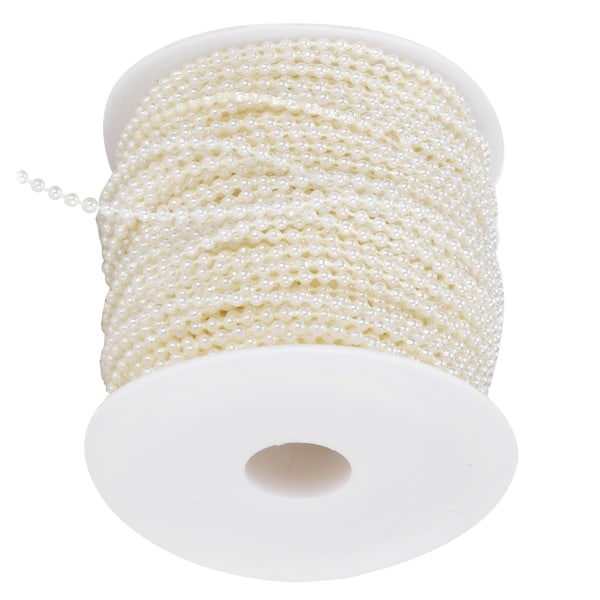 Faux Pearl Bead Garland String Pyöreä Tee-se-itse koristelu askarteluvaatteet tarvikkeet 3mm 50 metriä/rullabeige
