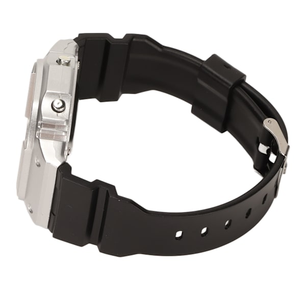 Elektronisk watch Vattentät Casual Snygg digital watch med ljus för män, kvinnor, studenter, svart silver