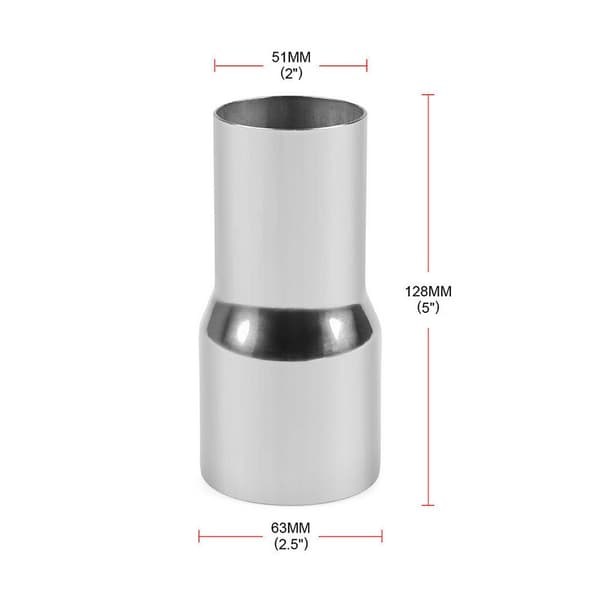 Universal rustfri stål udstødningsrørsamler rør adapter reduktionsstykke modificeret del 51MM / 63MM