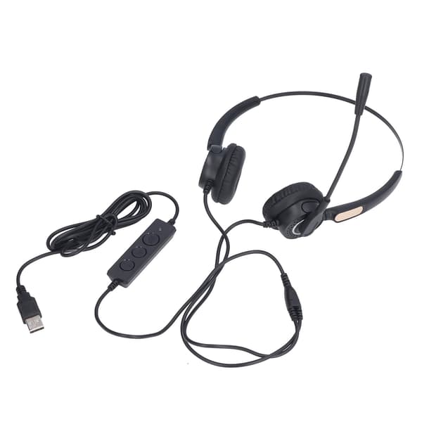 Kablet telefonheadset Støjreduktion Ergonomisk justerbar lydstyrkekontrol USB computerheadset til onlineundervisning