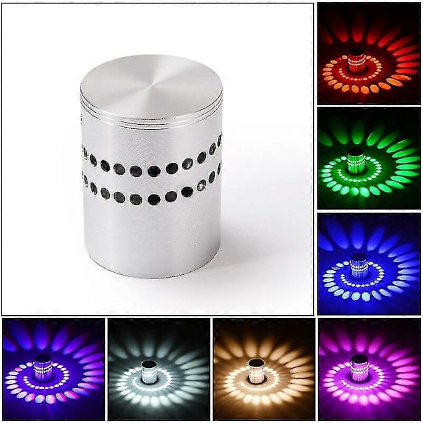 RGB LED Væglampe 16 Farver 360 Graders Spiral Effekt Lys Med Fjernbetjening - GSL A07
