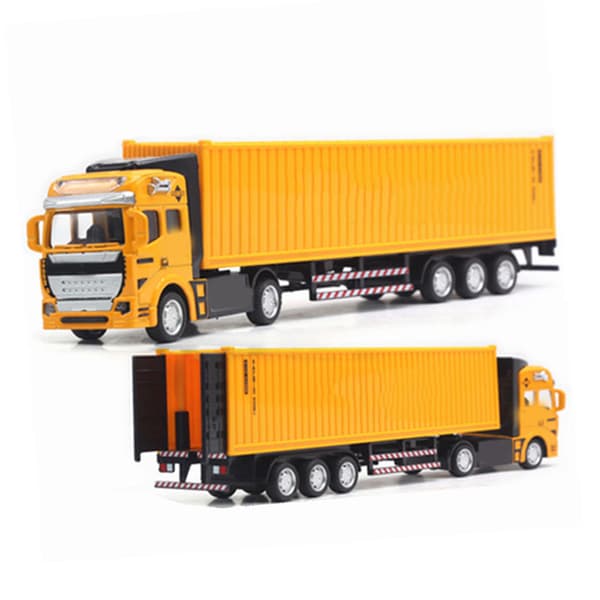 Trekk tilbake containerbil leketøy høy simulering plastlegering containerbil modell for gutter jenter barn gave gul