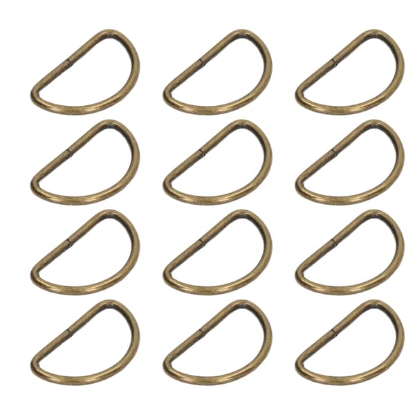 100 st Metall D-ringar Slät Yta Klassisk Look Metallringar Spänne för DIY Bälten Resväskor Handväskor Ryggsäckar Brons