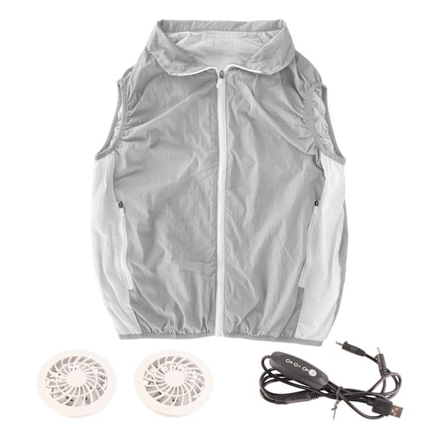 Viilentävä liivi polyesterikuitu nylon 3 tuulettimen nopeustila hengittävä hihaton jäähdytystakki ulkomatkoille Summer XL