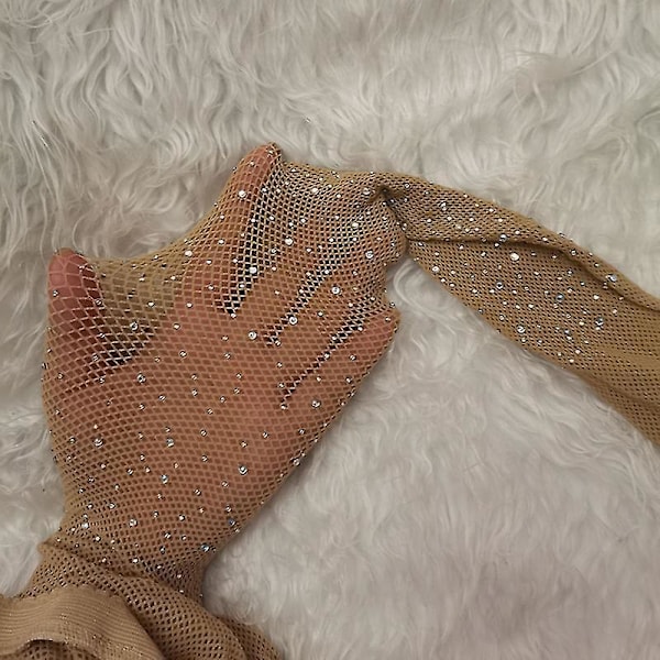 Glitrende Rhinestone Fishnet Mesh Strømpebukse for Kvinner - Perfekt for Festklubbklær Svart Farge Diamant