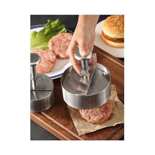 304 Rostfritt Stål Rund Köttpress Hamburgare Köttpress Köksredskap 8.8CM