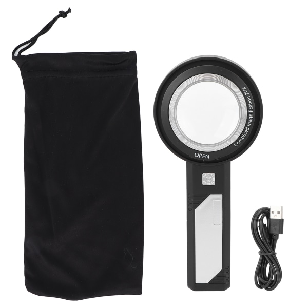8X 20X förstoringsglas Bärbar handhållen förstoringsglas för äldre med LED-ljus för läsning av identifiering