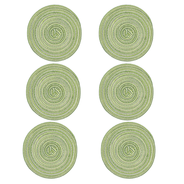 6 st runda placemats fläta värmeisolering halkfri stabil mycket hållbar bred applikation placemats för hemfestgrön