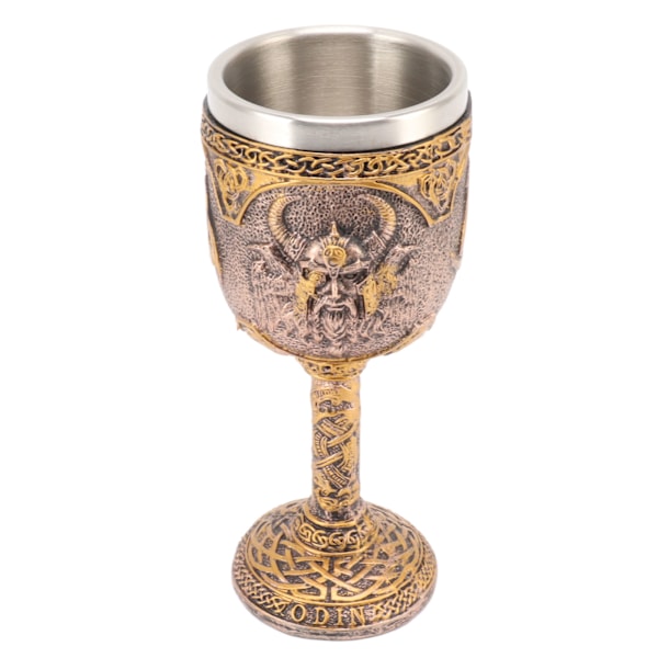 Nordisk Viking Goblet Retro Resin Rustfrit Stål Ølkrus til Cocktails Whisky Rødvin