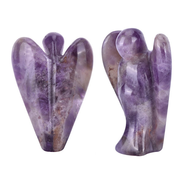 Smuk naturlig, klar kvartskrystal Healing Power udskåret englefigur (#01)