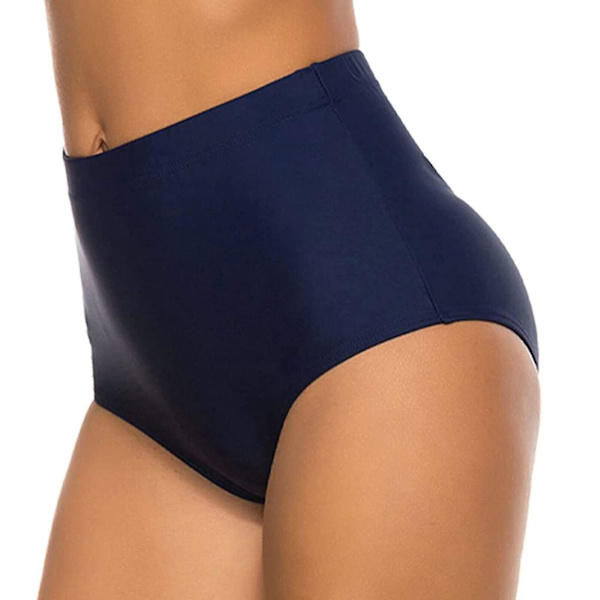 Höga badshorts för kvinnor - Perfekt för löpning och simning M Blå