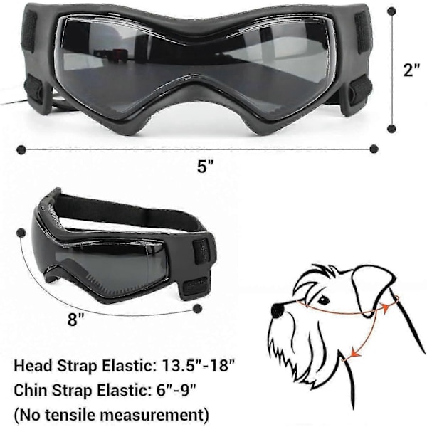 Hundebriller Medium Race, Hundesolbriller Lille Race Hundeøjne Sollys Beskyttelse, UV Beskyttelsesbriller Til Hund Med Justerbare Stropper Sort Medium