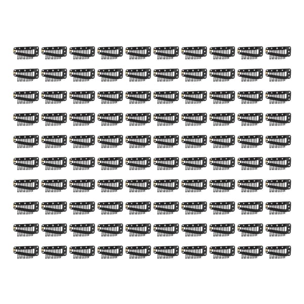 100 stk. hårforlængerclips multifunktionelle 38 mm 10 tænder parykclips til hårforlængelser DIY sort
