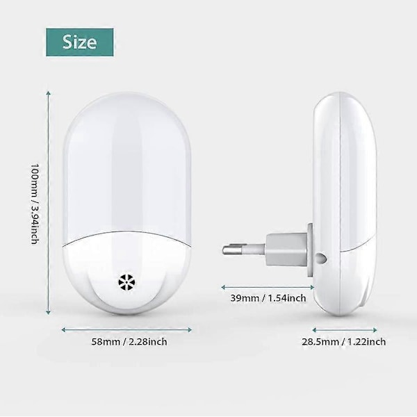 Automatisk Plug-and-Play Natlampe til Børn med Tusmørkesensor, Energibesparende 0,7W Natlampe til Stikkontakt til Børneværelse, Stue, Garage, Varm Hvid