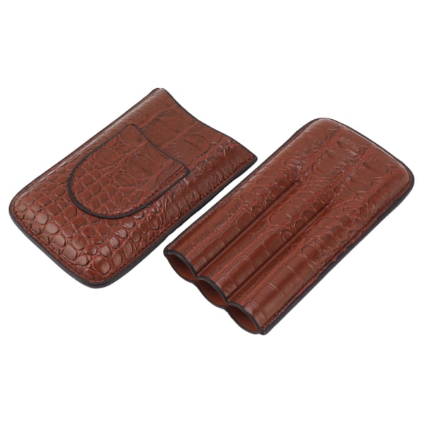 3 Finger Cigar Etui Kunstig Læder Blød Anti Fade Åndbar Rejse Cigar Humidor med Lomme