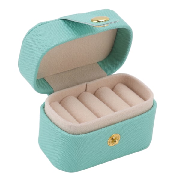 Mini Ring Oppbevaringsboks PU Lær Liten Smykkeboks Organizer Liten Reise Ørepynt Etui Blå