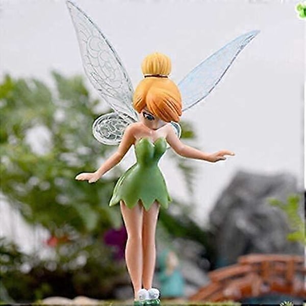 6 st Blomsterfé Pixie Fly Wing Familj Miniatyr Blomsterfé Flickor Dockhus Trädgård Ornament Tillbehör Figurin Staty för DIY Fé Trädgårdsinredning
