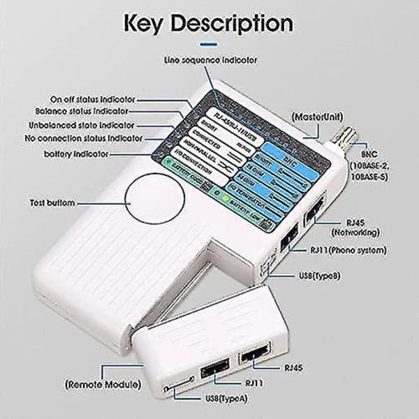 Nettverkskabeltester Rj11 Rj45 Usb Bnc For Utp Stp Lan Kabelsporing
