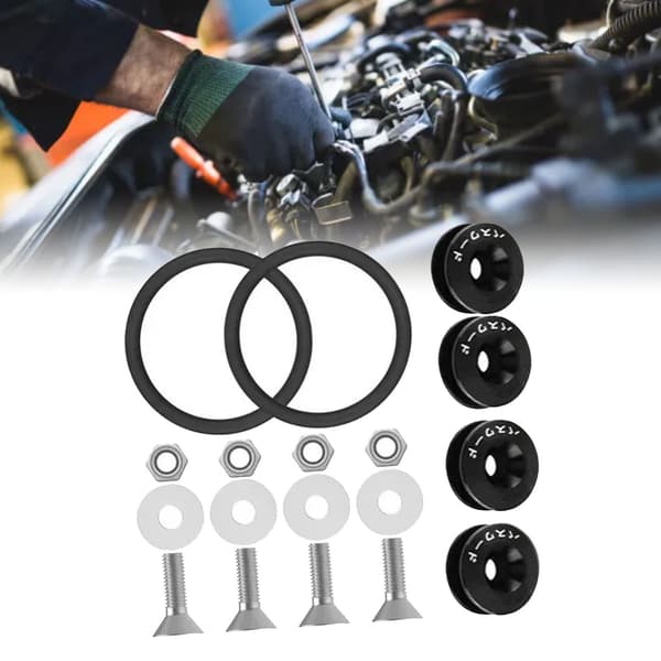 JDM Quick Release Fasteners Kit Komplet Høj Styrke Anodisk Oxidation Overflade til Bil Sort