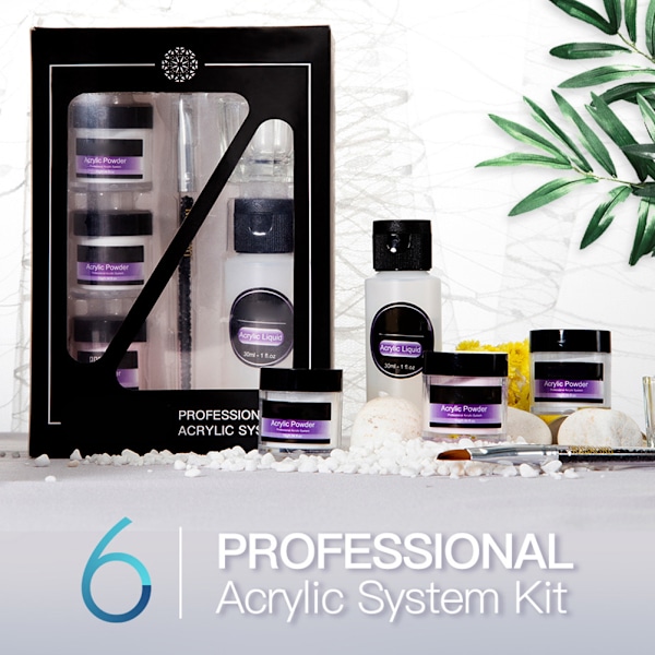 Nagel Akrylpulver Set Akryl Nagelkonst Kits Akrylpulver med Flytande Set