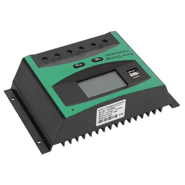 60A 12/24V Solarladeregulator Dobbel USB-port God Varmespredning Solcellepanel Intelligent Regulator
