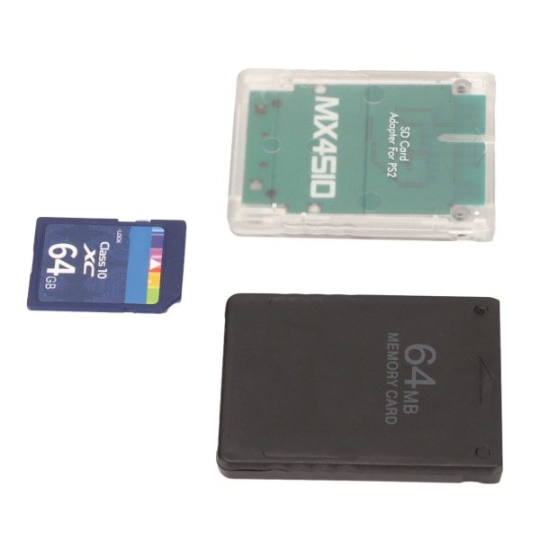 Konsolkortadapter Plug and Play minneskortläsare med 64G minneskort 64MB FMCBV1.966-kort för PS2 Fat Consoles