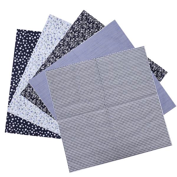 2 Set Bomullstyg Slättväv Trycktyg DIY Sömnad Quiltning PatchWork 5 Färger 50x50cm (Mörkblå)