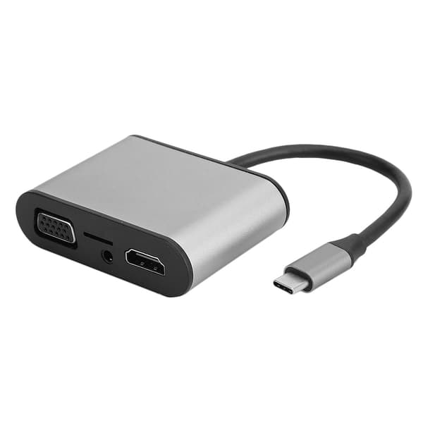 8-i-1 USB-C-hub grå multifunksjonell utvidelsesdokkingstasjon Type-C til HDMI+VGA+PD-kontakt grå