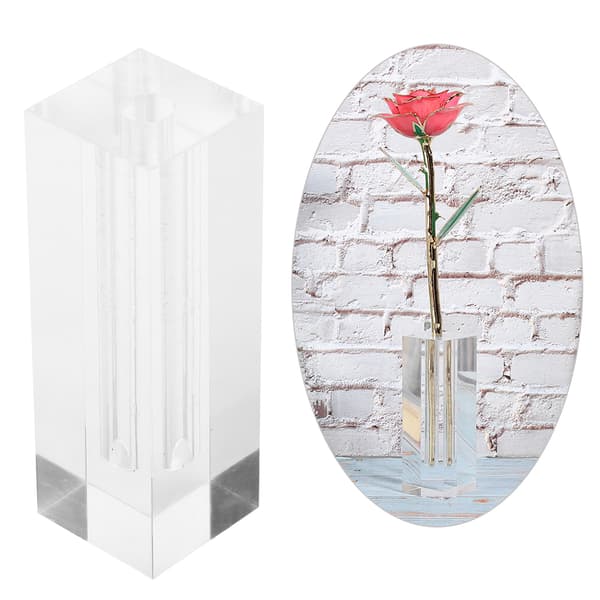 Transparent rektangulär rosenblomsbas Akryl displayställ Hemrumsdekoration prydnad