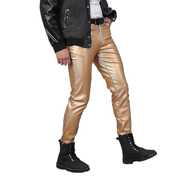 Gull Kunstlær Stretch Tights Bukser for Menn EU 30 av Youthup