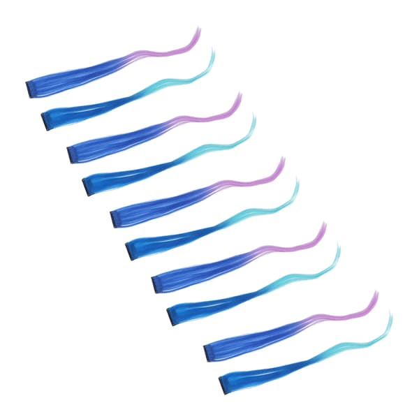 10 stk. Farverige Hår Extensions Blå Gradient Lys Lilla Langt Glat Highlight Hårstykke